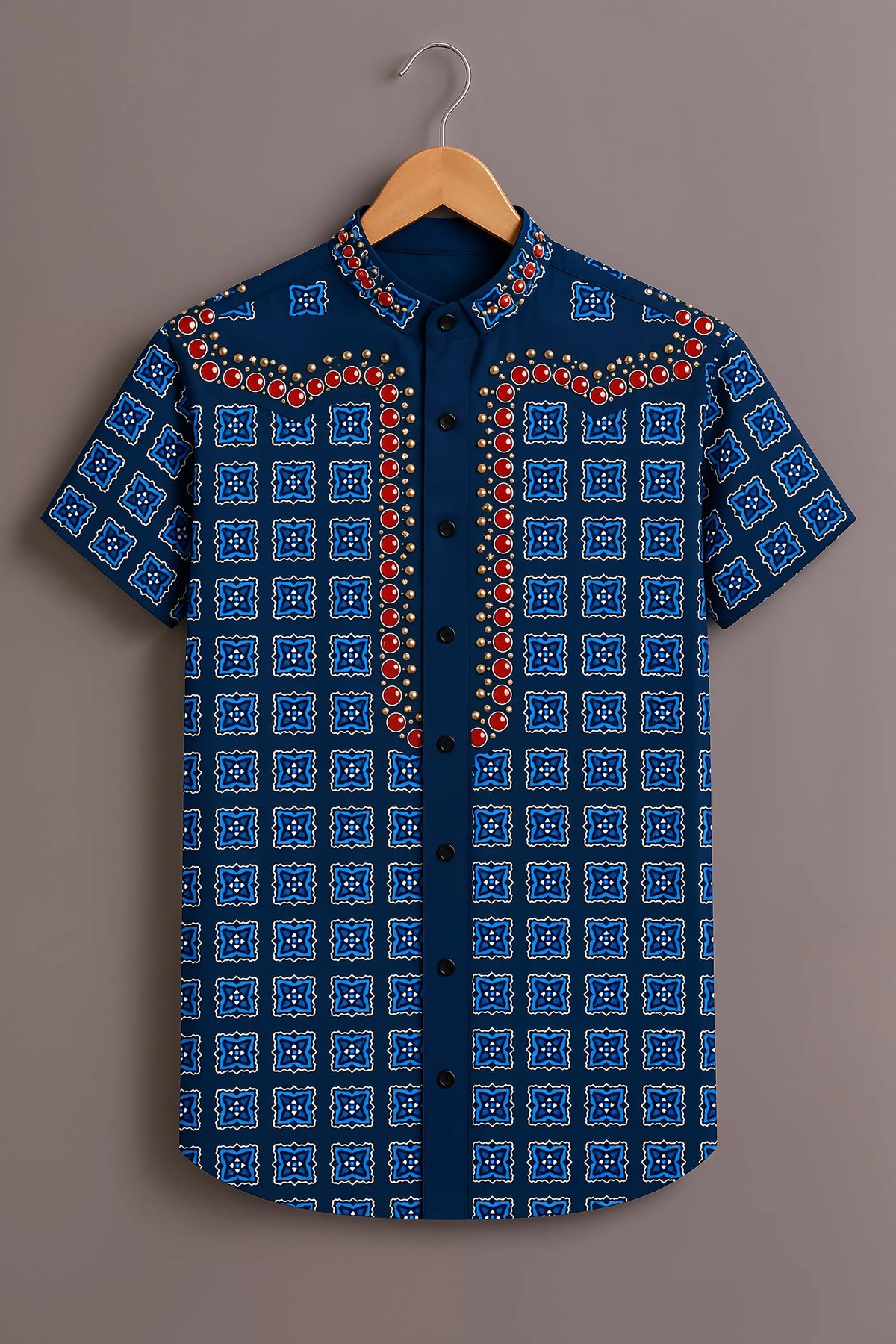 Royal Blue Ajrakh Print Shirt