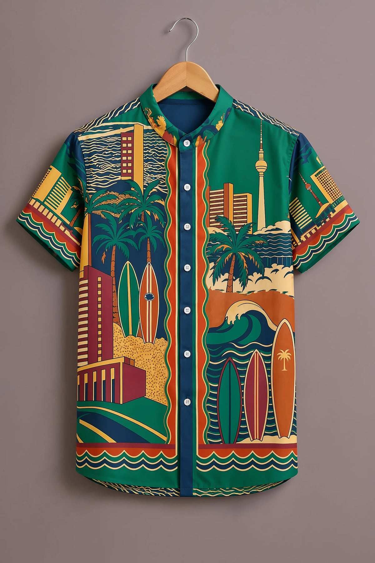 Green Skyline Surf Shirt  Shir