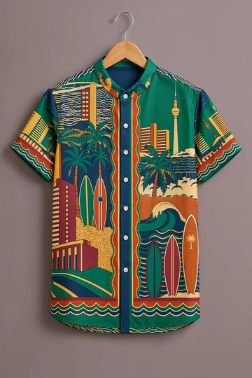 Green Skyline Surf Shirt  Shir