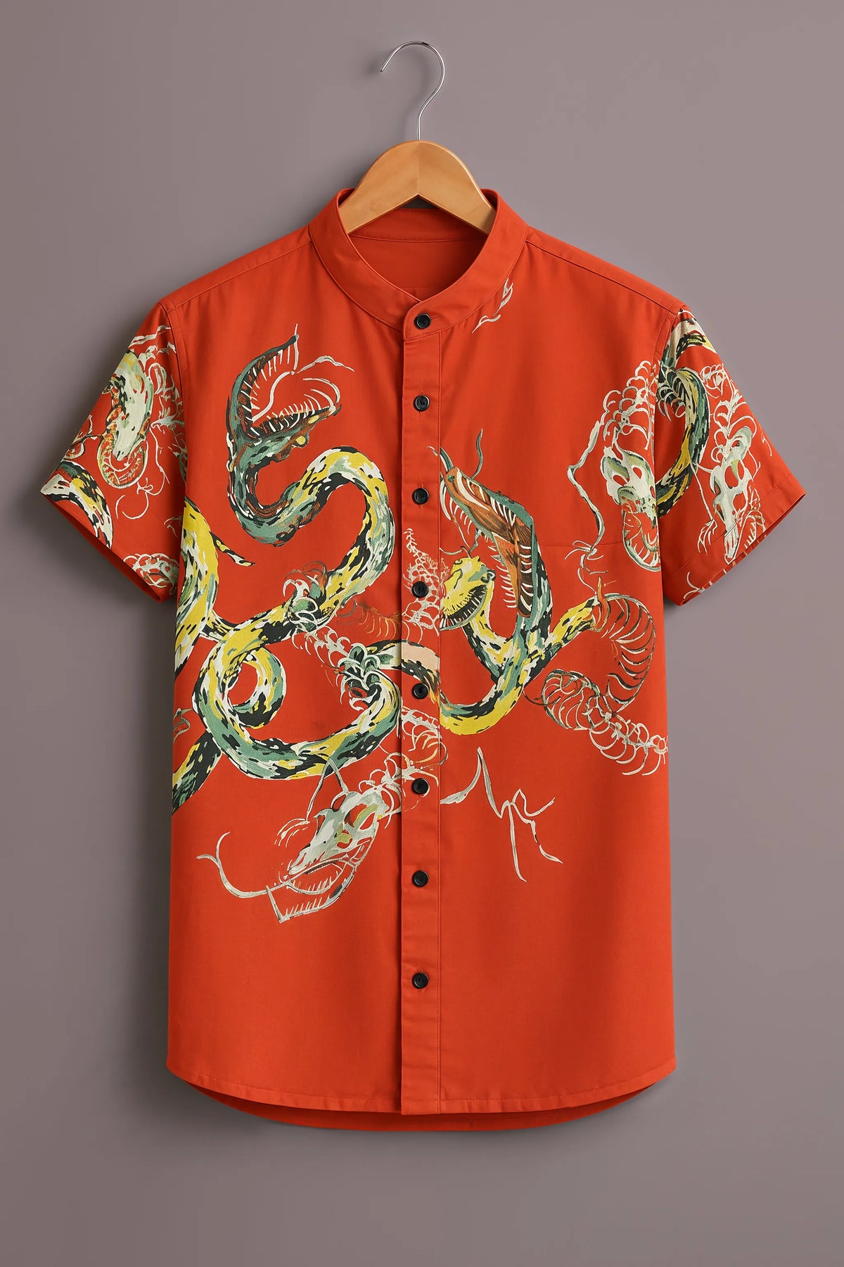 Men's Orange Dragon Art Shirt