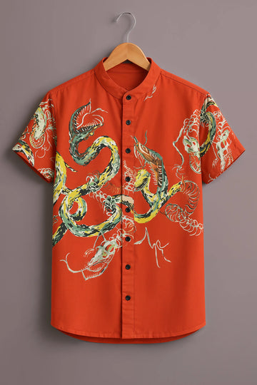 Men's Orange Dragon Art Shirt