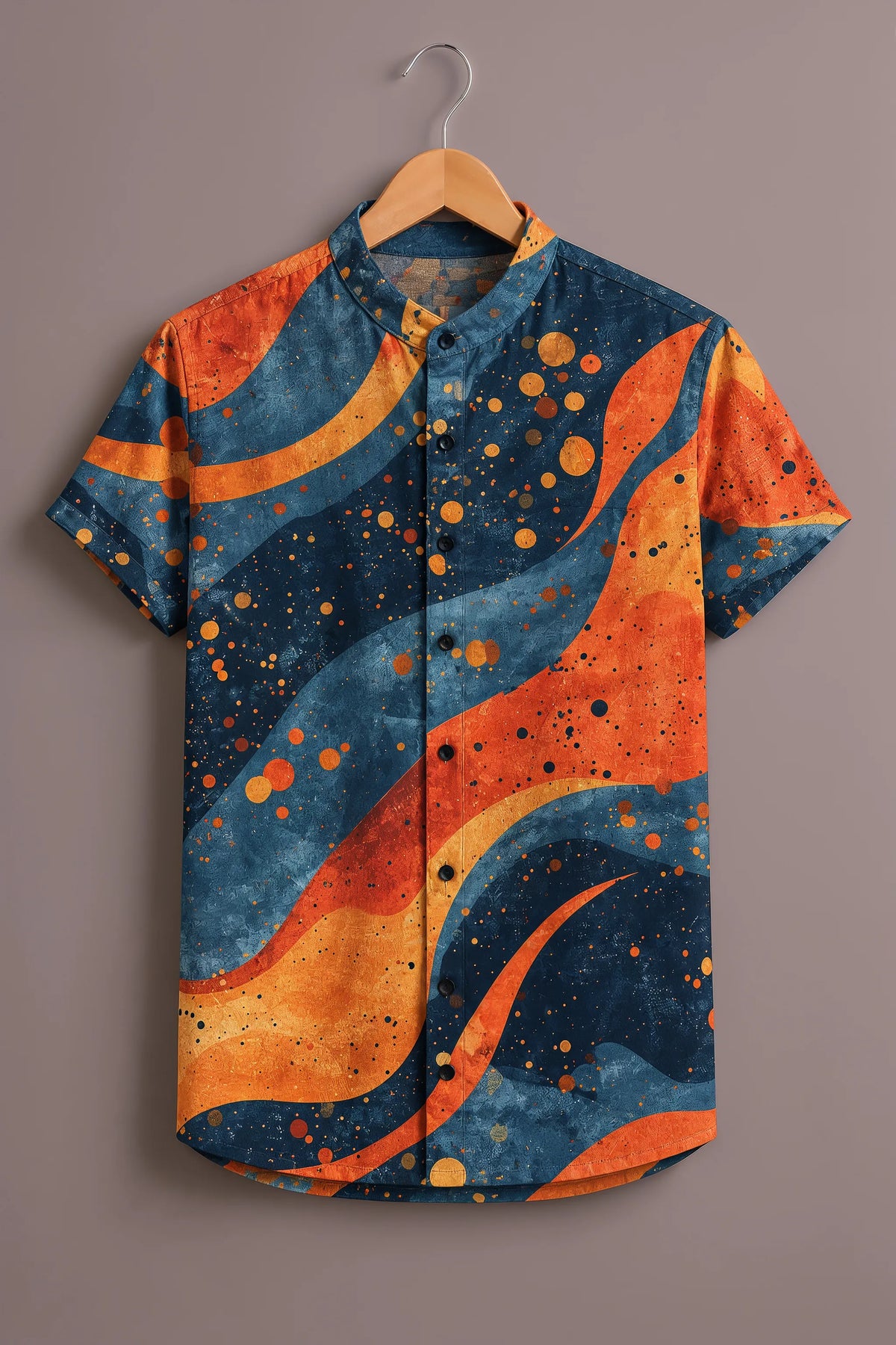 Men's Navy Sunset Abstract Shir