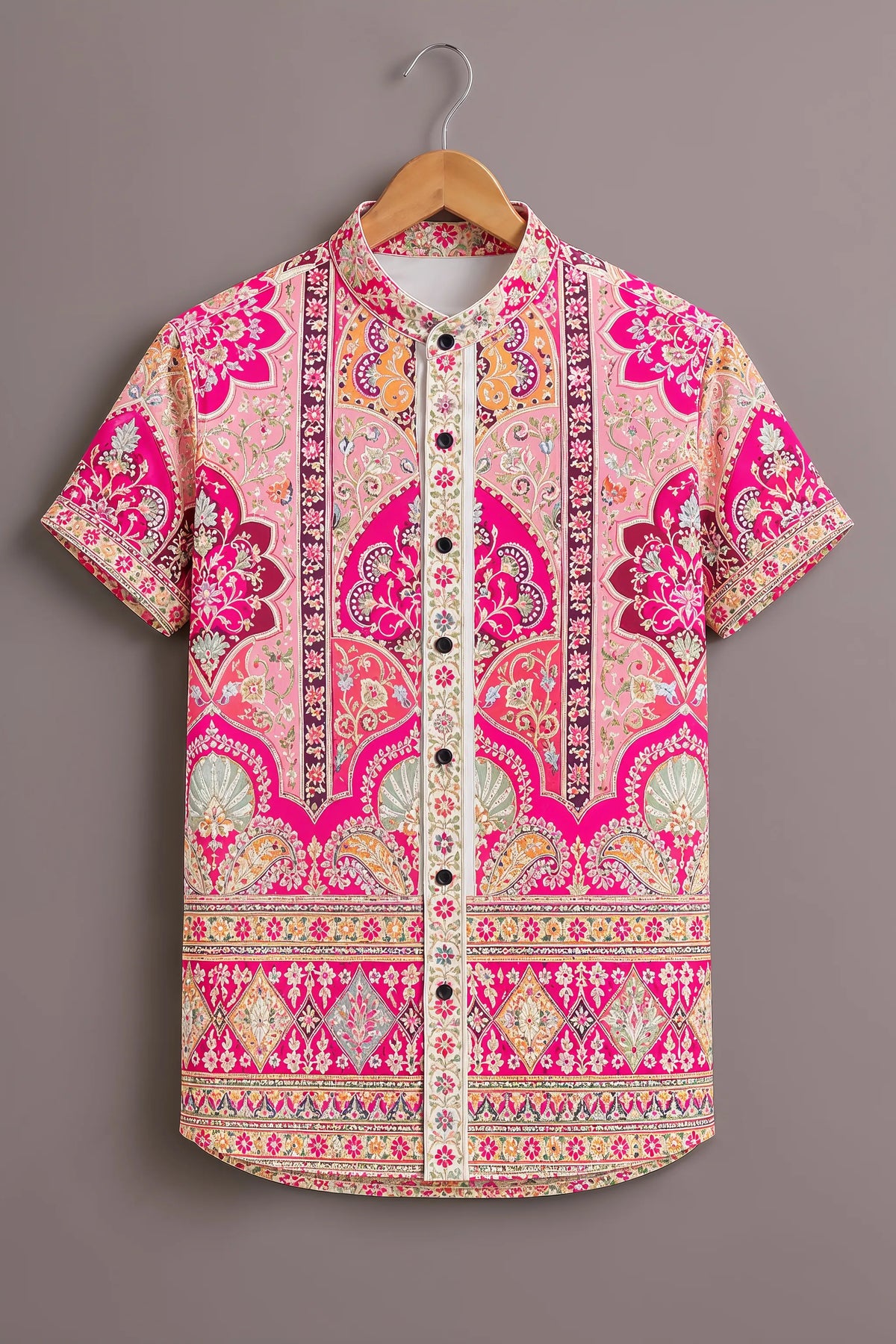 Men's Rose Pink Regal Motif Shirt