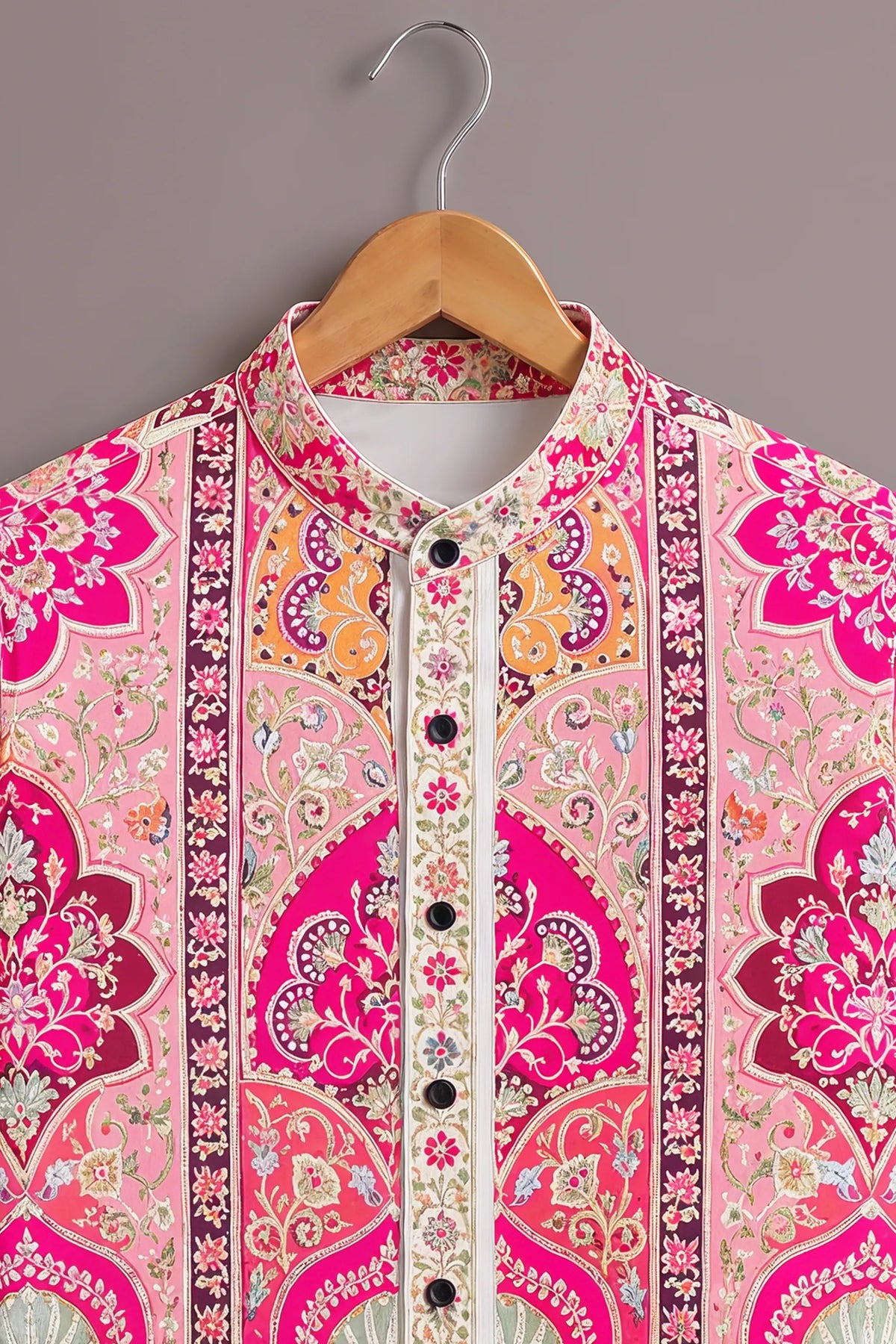 Men's Rose Pink Regal Motif Shirt