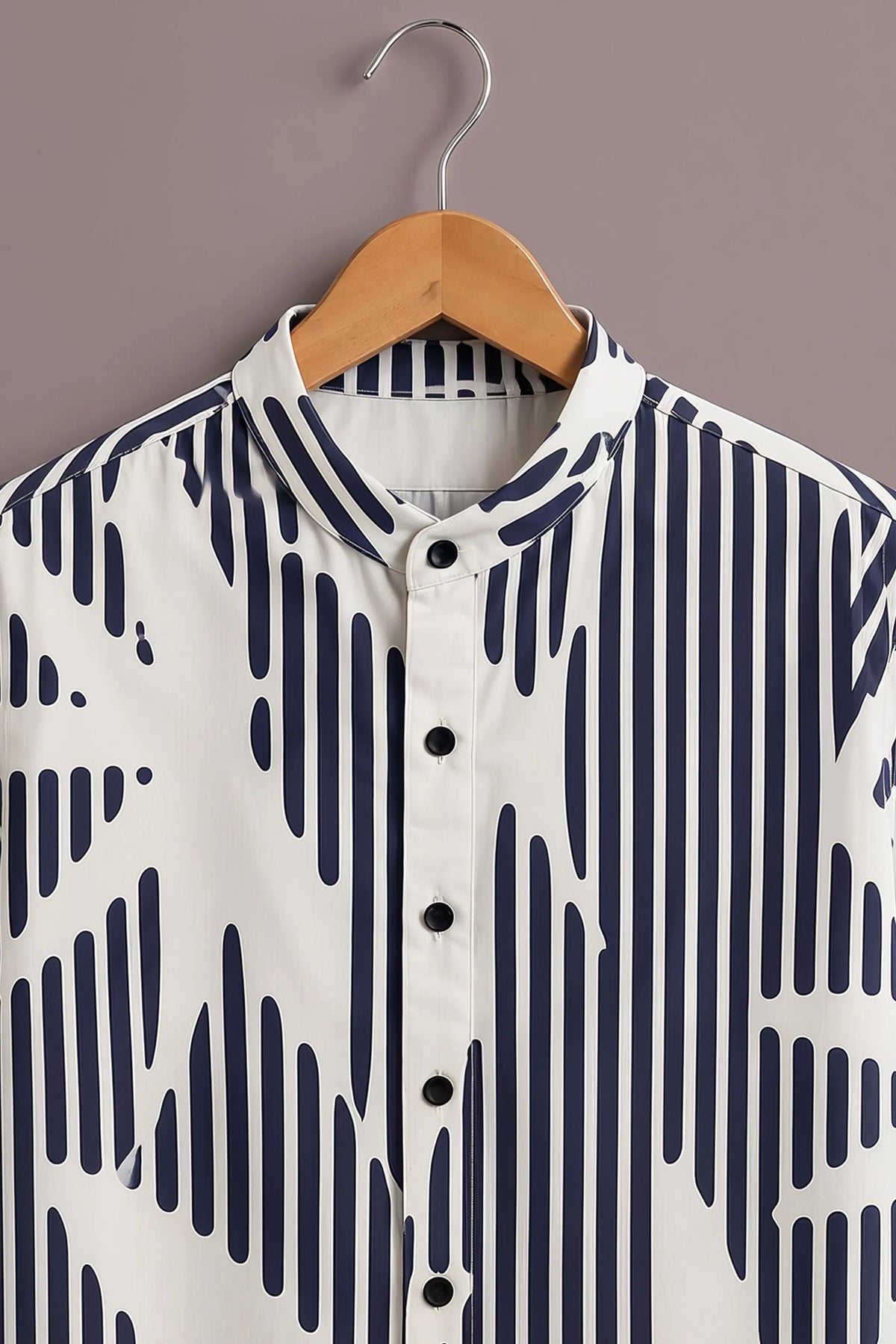 White Navy Linear Art Shirt