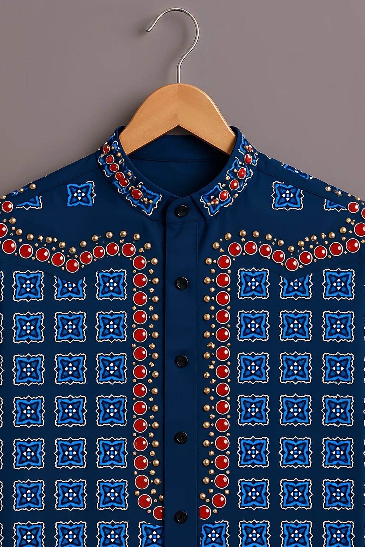 Royal Blue Ajrakh Print Shirt