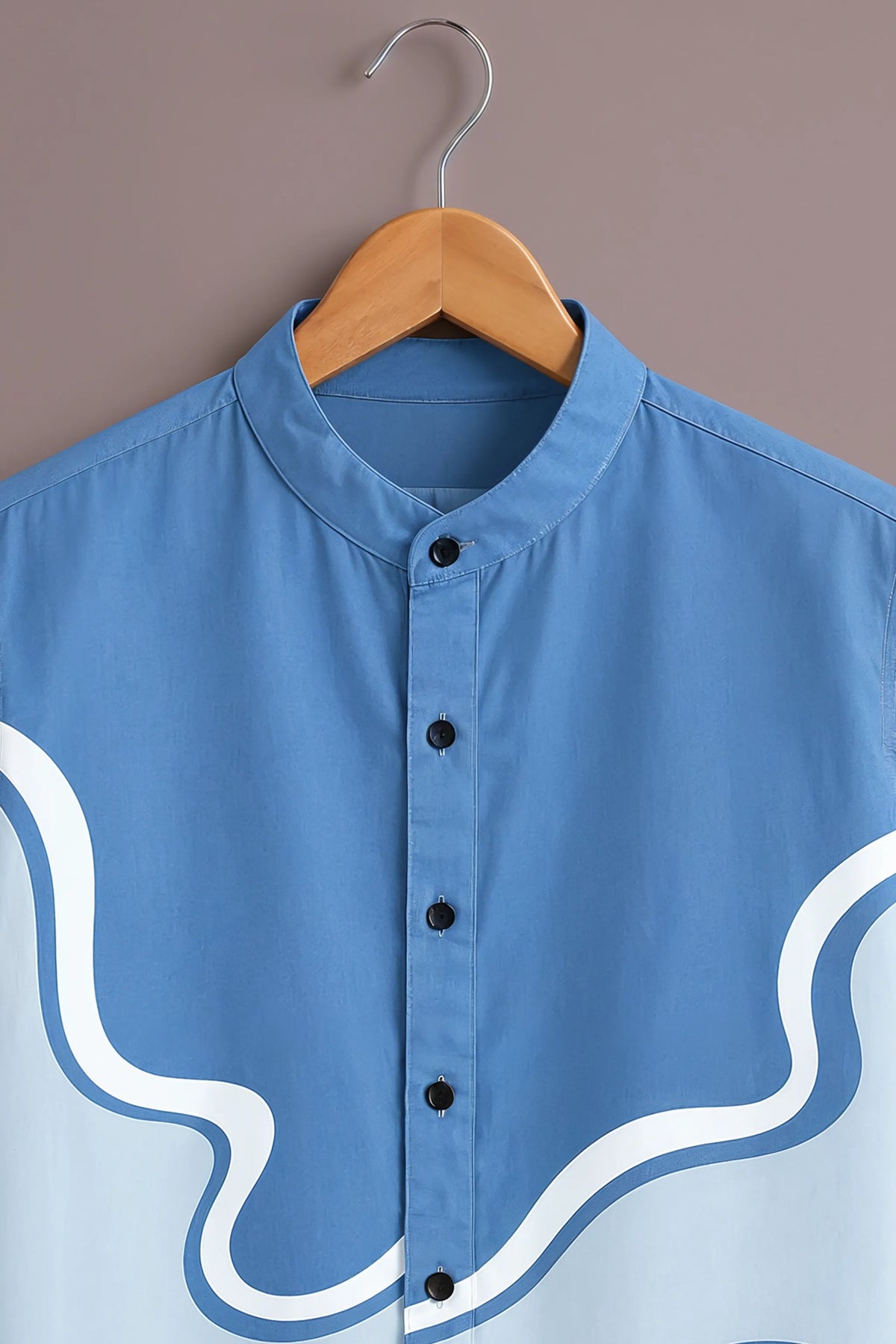 Men's Blue White Fluid Line Shirt