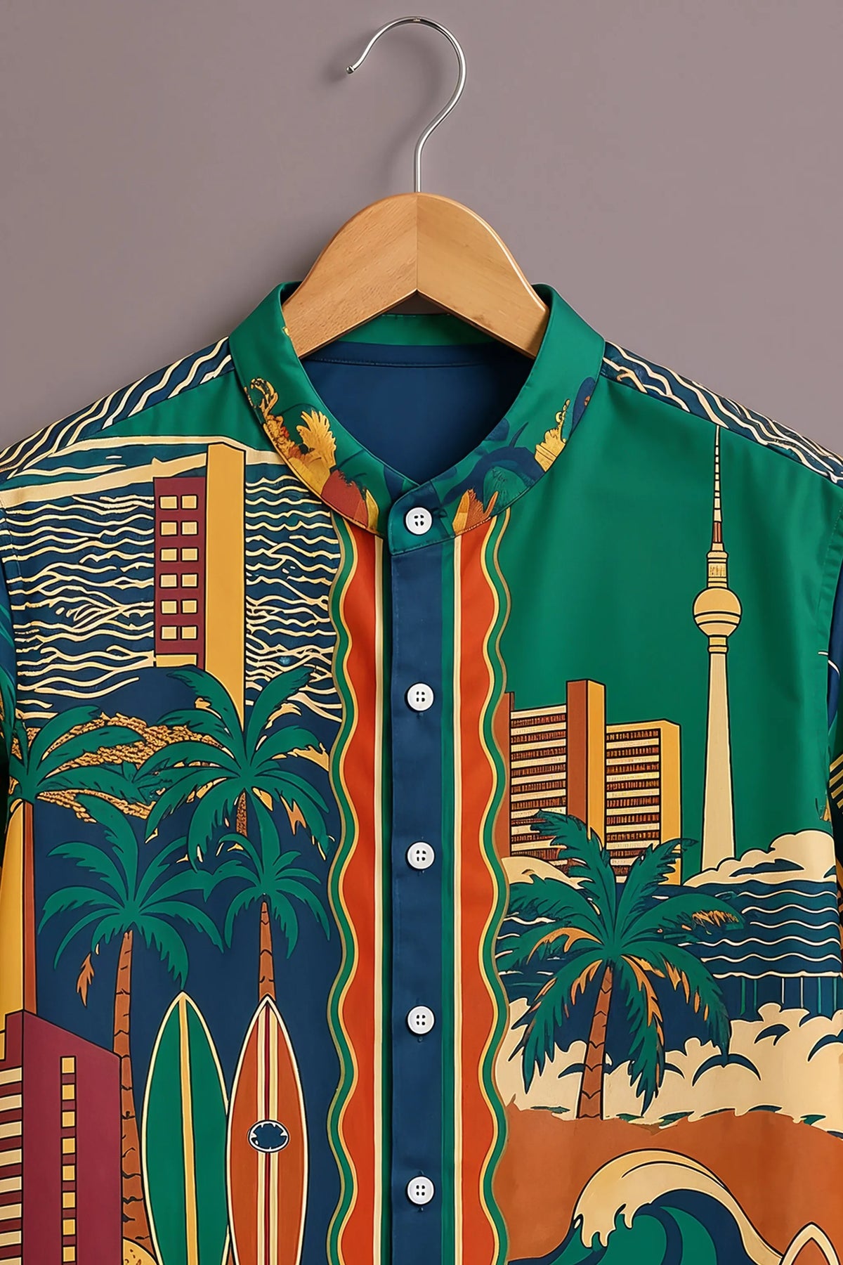 Green Skyline Surf Shirt  Shir