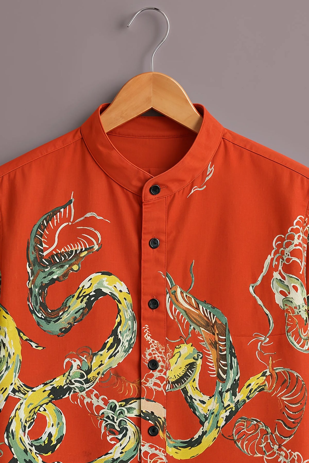 Men's Orange Dragon Art Shirt