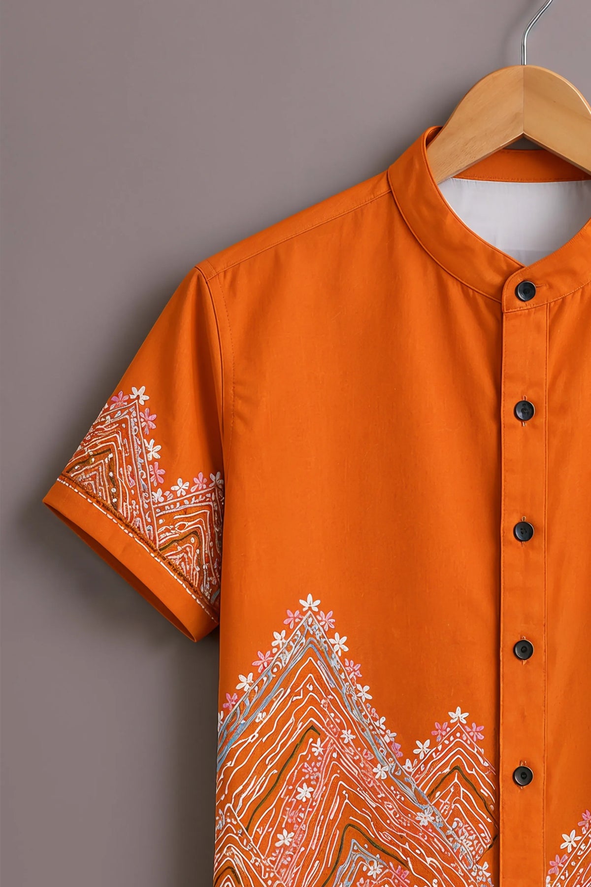 Orange Mountain Folk Art Shirt