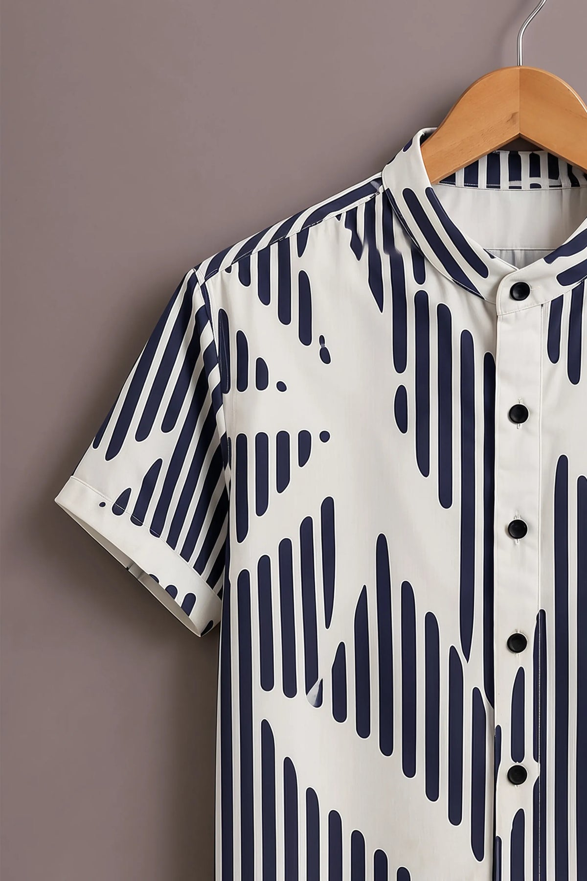 White Navy Linear Art Shirt