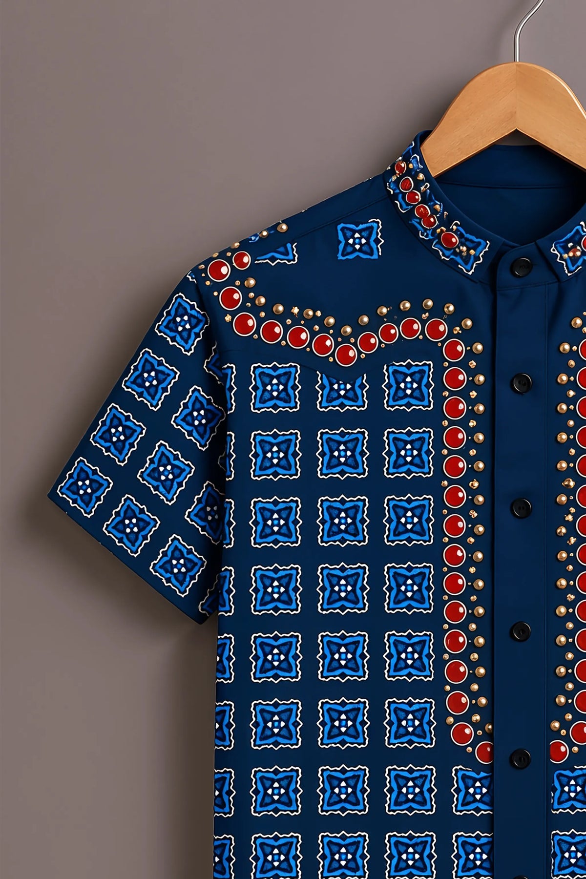 Royal Blue Ajrakh Print Shirt