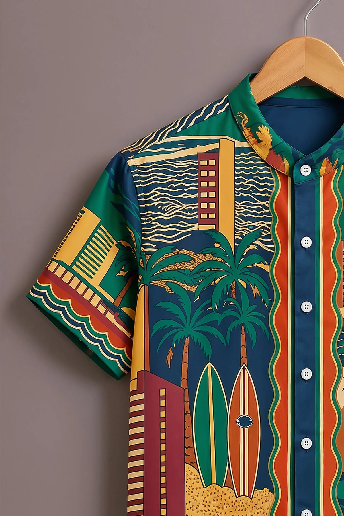 Green Skyline Surf Shirt  Shir