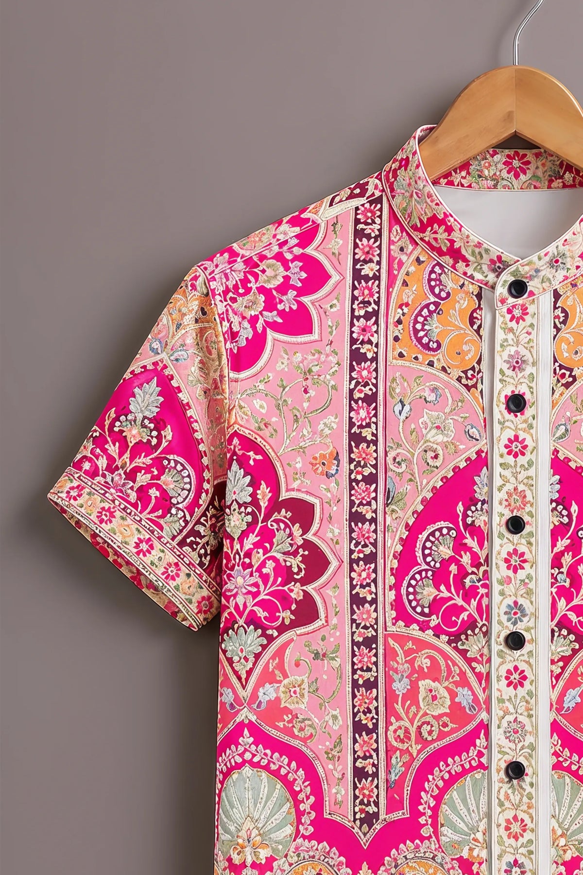 Men's Rose Pink Regal Motif Shirt