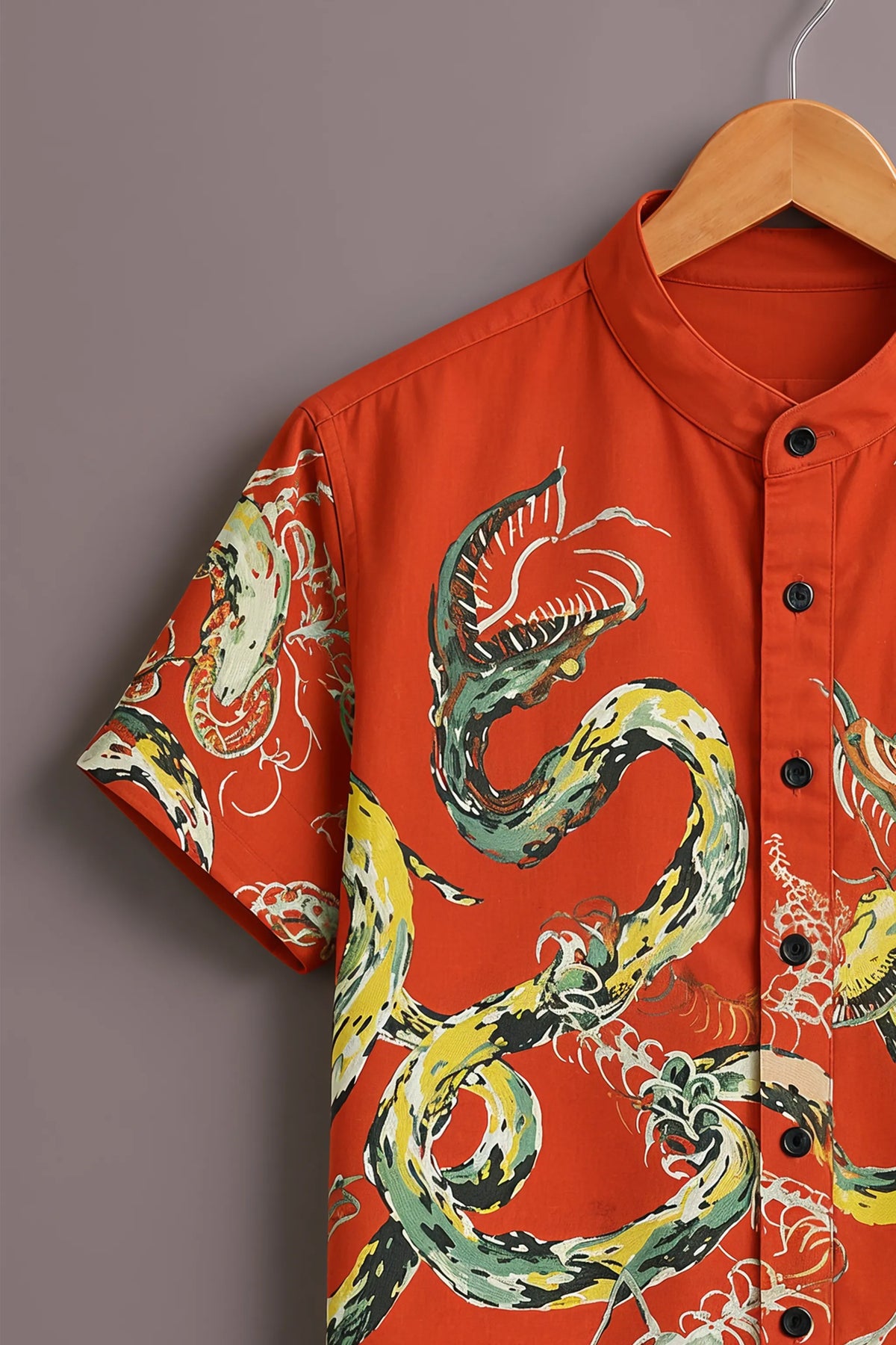 Men's Orange Dragon Art Shirt