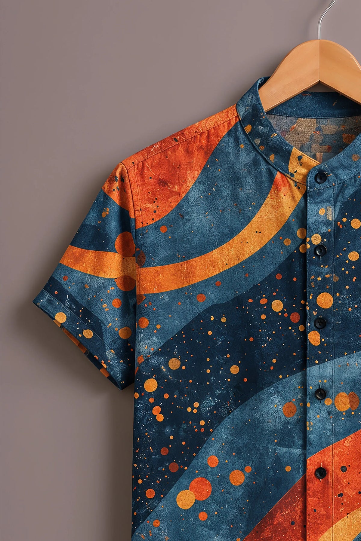 Men's Navy Sunset Abstract Shir