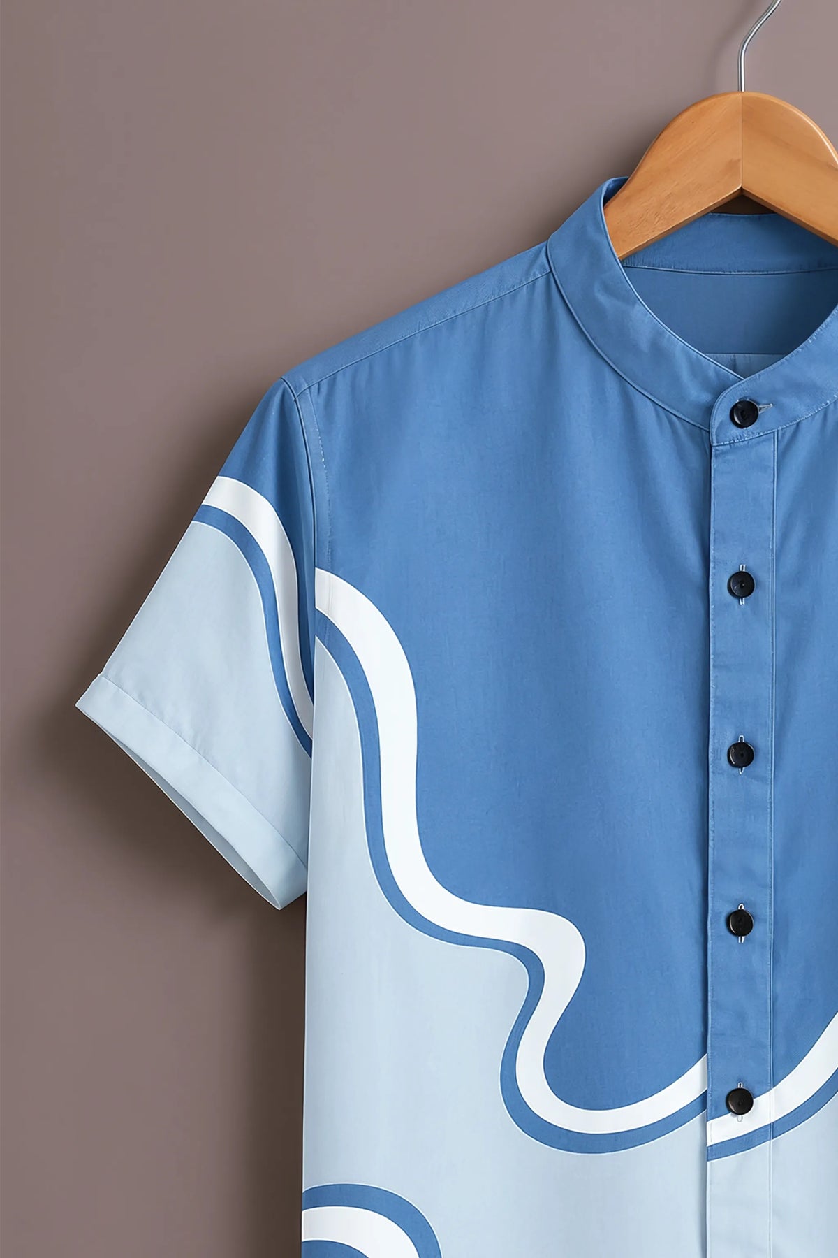 Men's Blue White Fluid Line Shirt